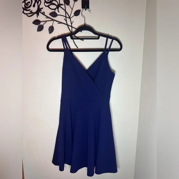 princess polly baby blue dress Blue Floral Skater Dress - Ivory Outline Flowers - Size XL